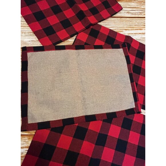 Buffalo Check Red and Black Double-sided Placemats Set of 5 New - Picture 1 of 7
